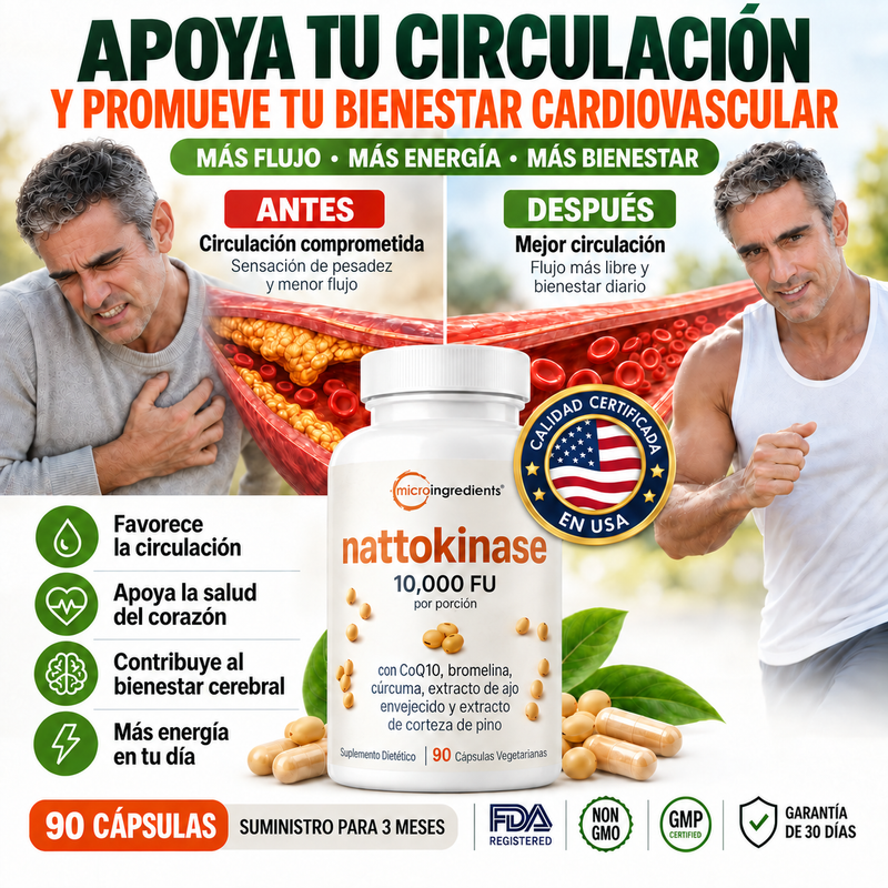 Nattokinase Complex 8 en 1 Limpieza Arterial y Salud Cardiovascular