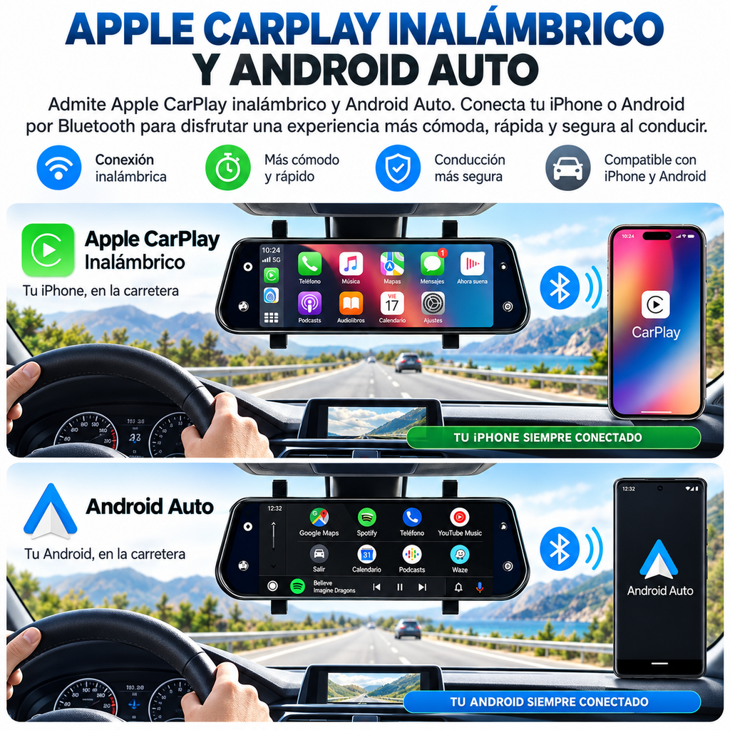Espejo Retrovisor DVR Doble Cámara Full HD 1080P