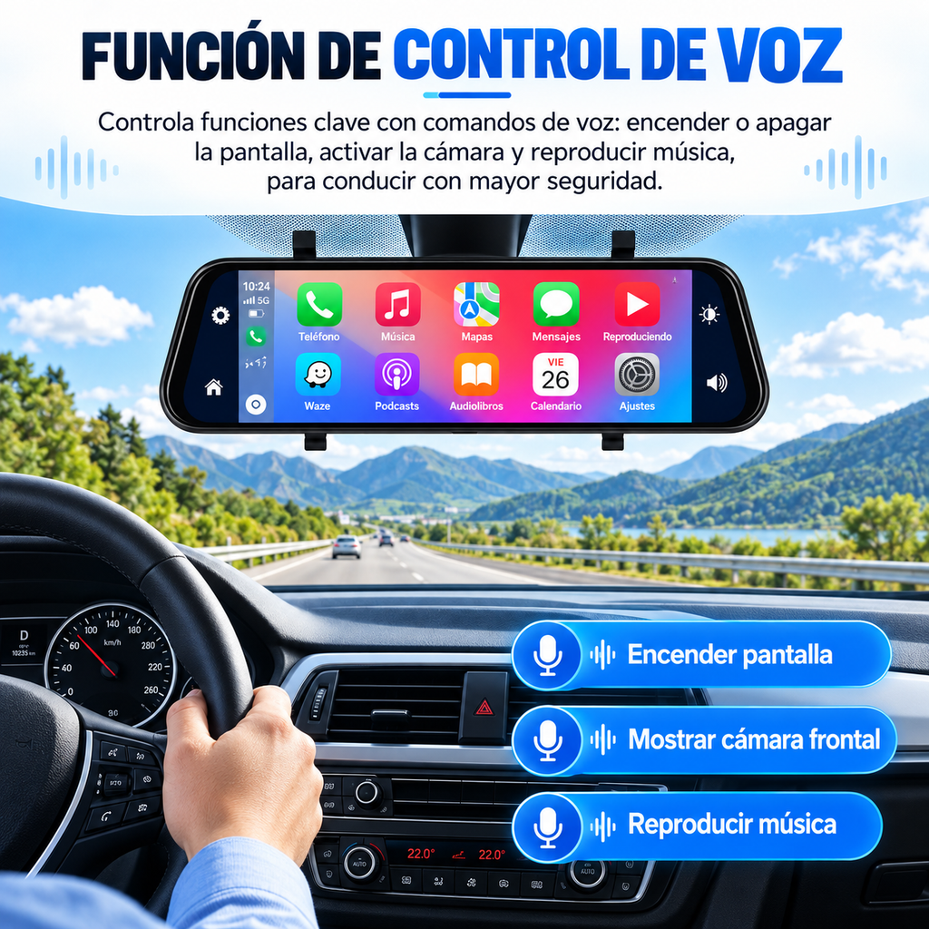 Espejo Retrovisor DVR Doble Cámara Full HD 1080P