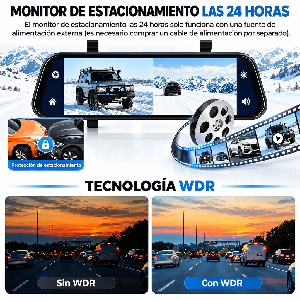Espejo Retrovisor DVR Doble Cámara Full HD 1080P