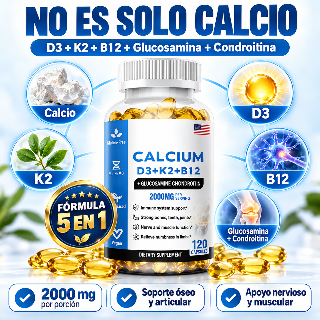Complejo Calcio D3 + K2 + B12 Alivio Articular y Movilidad Total