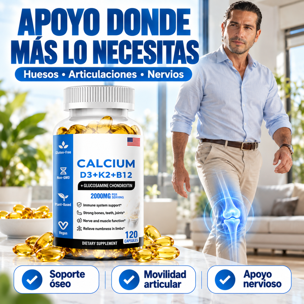 Complejo Calcio D3 + K2 + B12 Alivio Articular y Movilidad Total