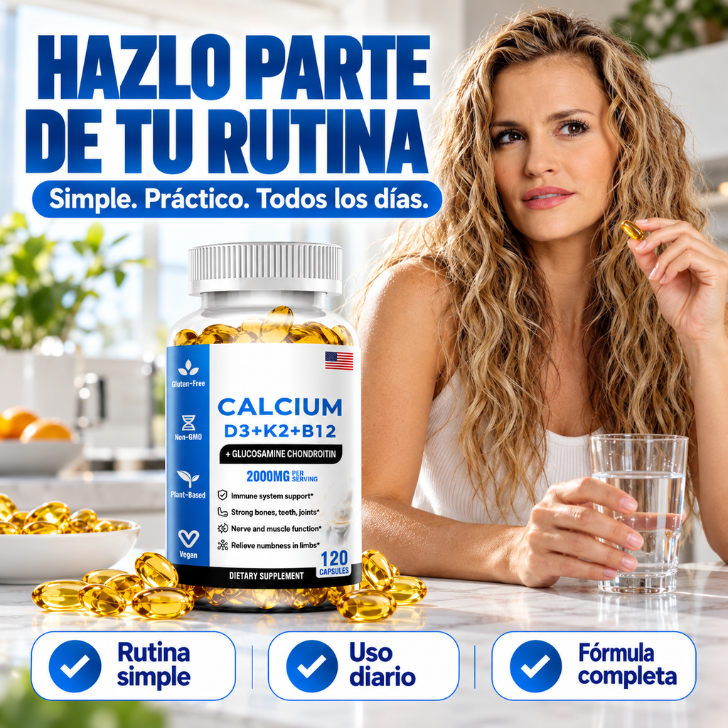 Complejo Calcio D3 + K2 + B12 Alivio Articular y Movilidad Total