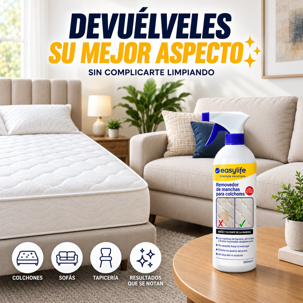 Easylife Removedor de Manchas para Colchones 500 ml Limpieza Profunda y Fácil Uso