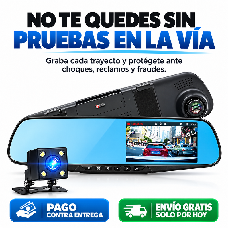 Espejo Retrovisor DVR Doble Cámara Full HD 1080P